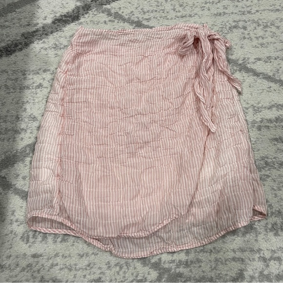 Cloth & Stone By Anthropologie Pink Striped Mini Wrap Skirt - Picture 1 of 11